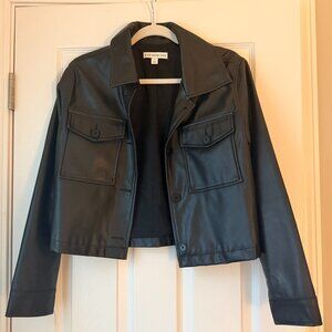 And Now This Faux Leather Cropped Trench Jacket XS
